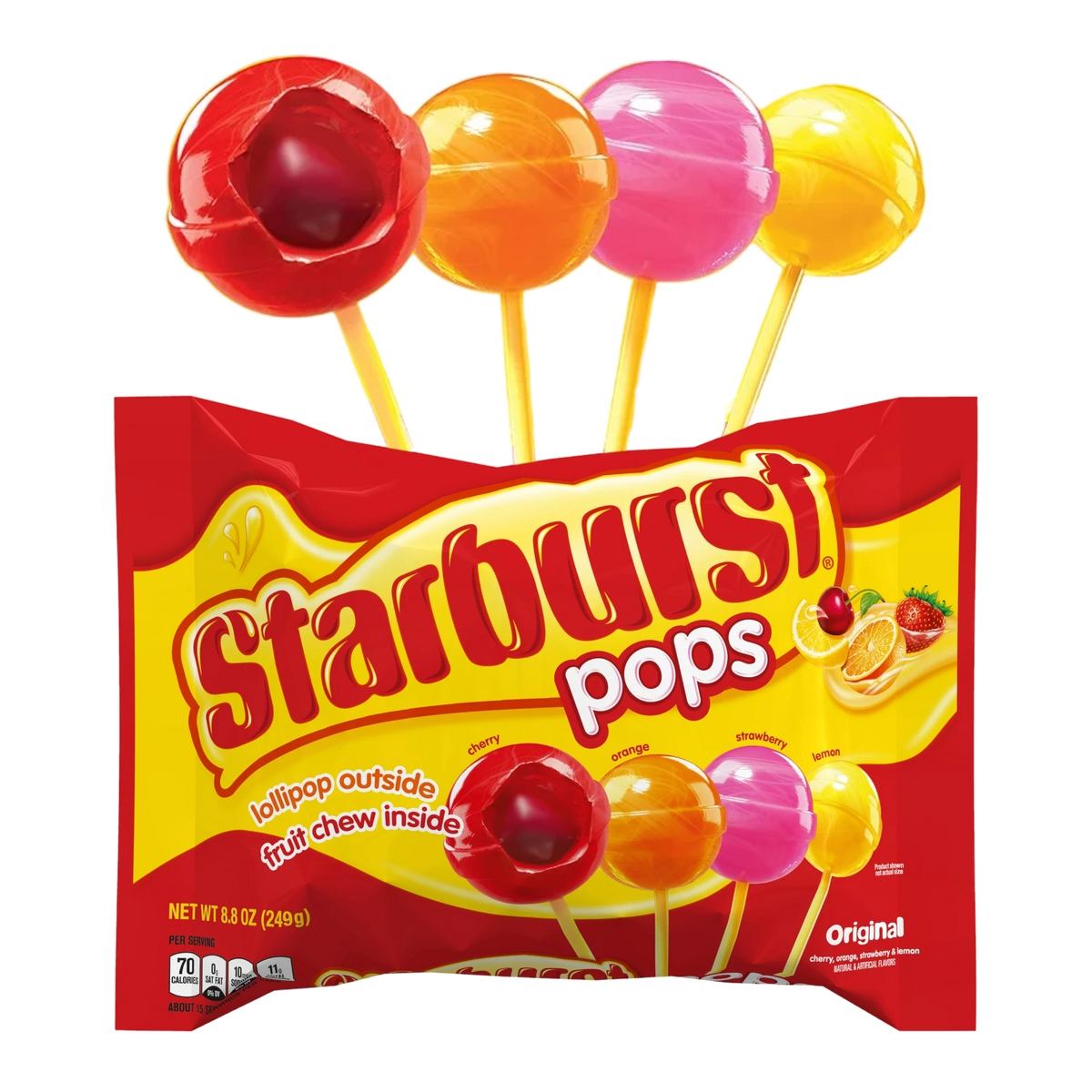 Starburst Pops Fruit Chew Filled Lollipop - SINGLE 0.85oz (24g ...