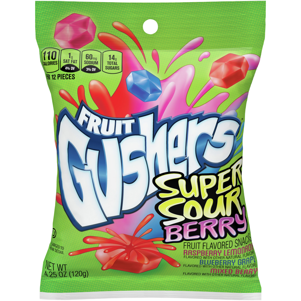 Fruit Gushers Super Sour Berry Peg Bag - 4.25oz (120g)