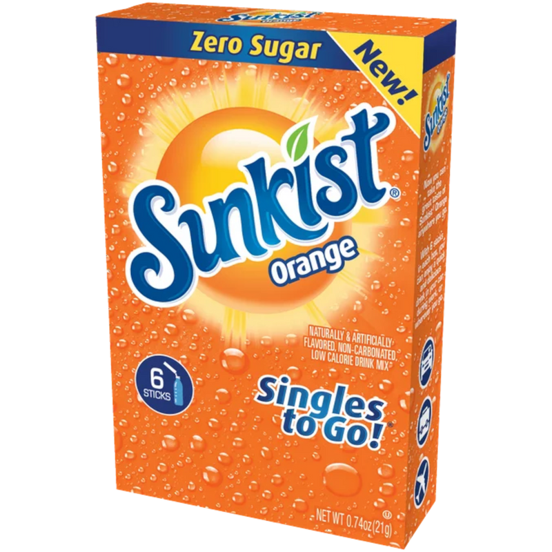 Sunkist Orange Zero Sugar Singles to Go Drink Mix 6 Pack - 0.74oz (21g)