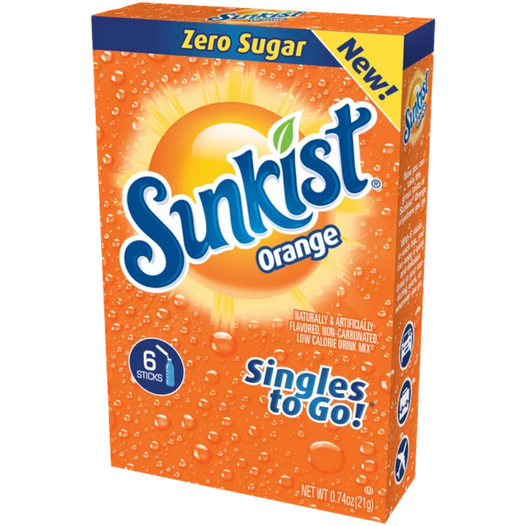 Sunkist Orange Zero Sugar Singles to Go Drink Mix 6 Pack - 0.74oz (21g)