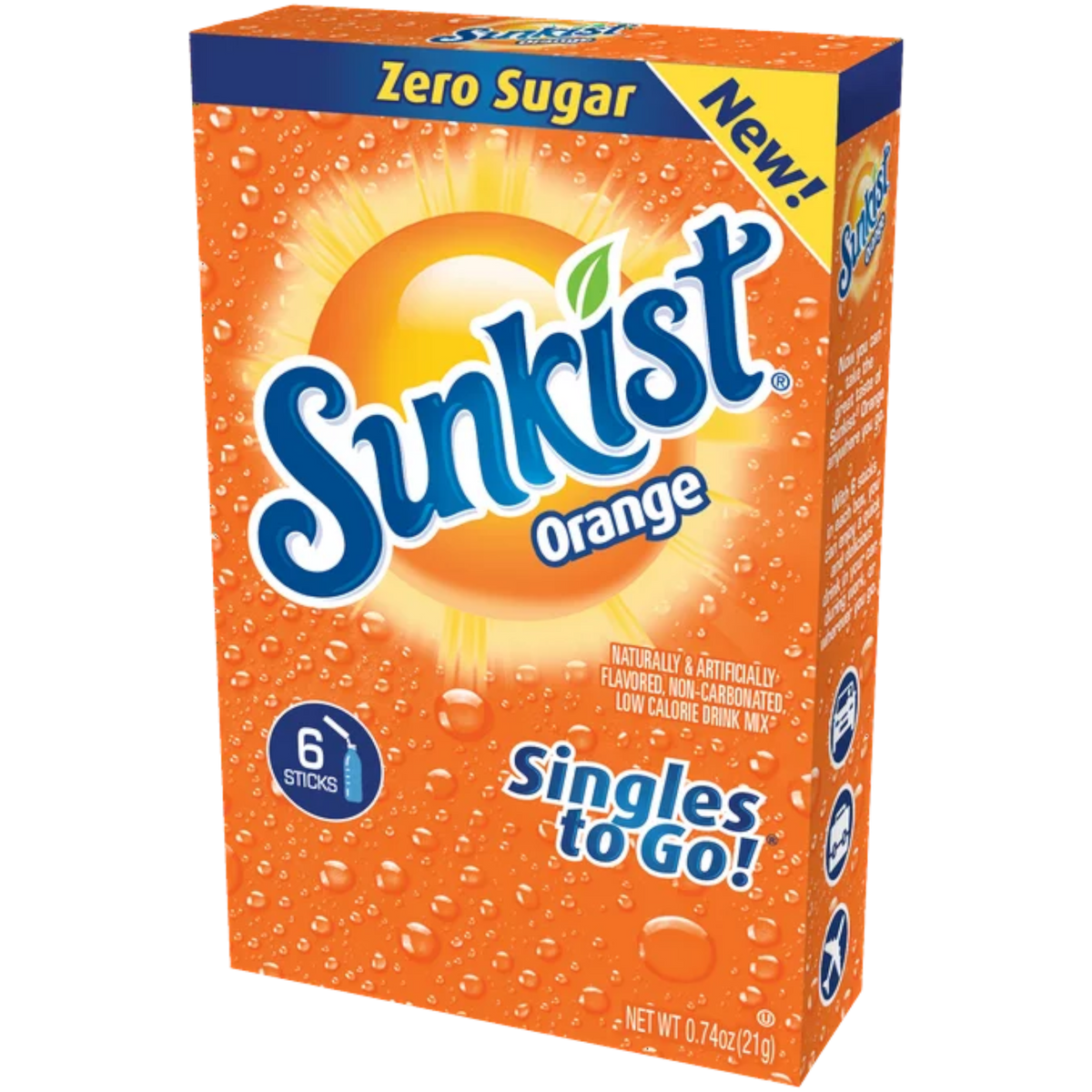 Sunkist Orange Zero Sugar Singles to Go Drink Mix 6 Pack - 0.74oz (21g ...