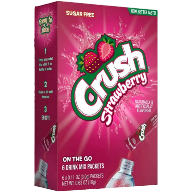 Crush Strawberry Zero Sugar Singles to Go Drink Mix 6 Pack - 0.63oz (18g)