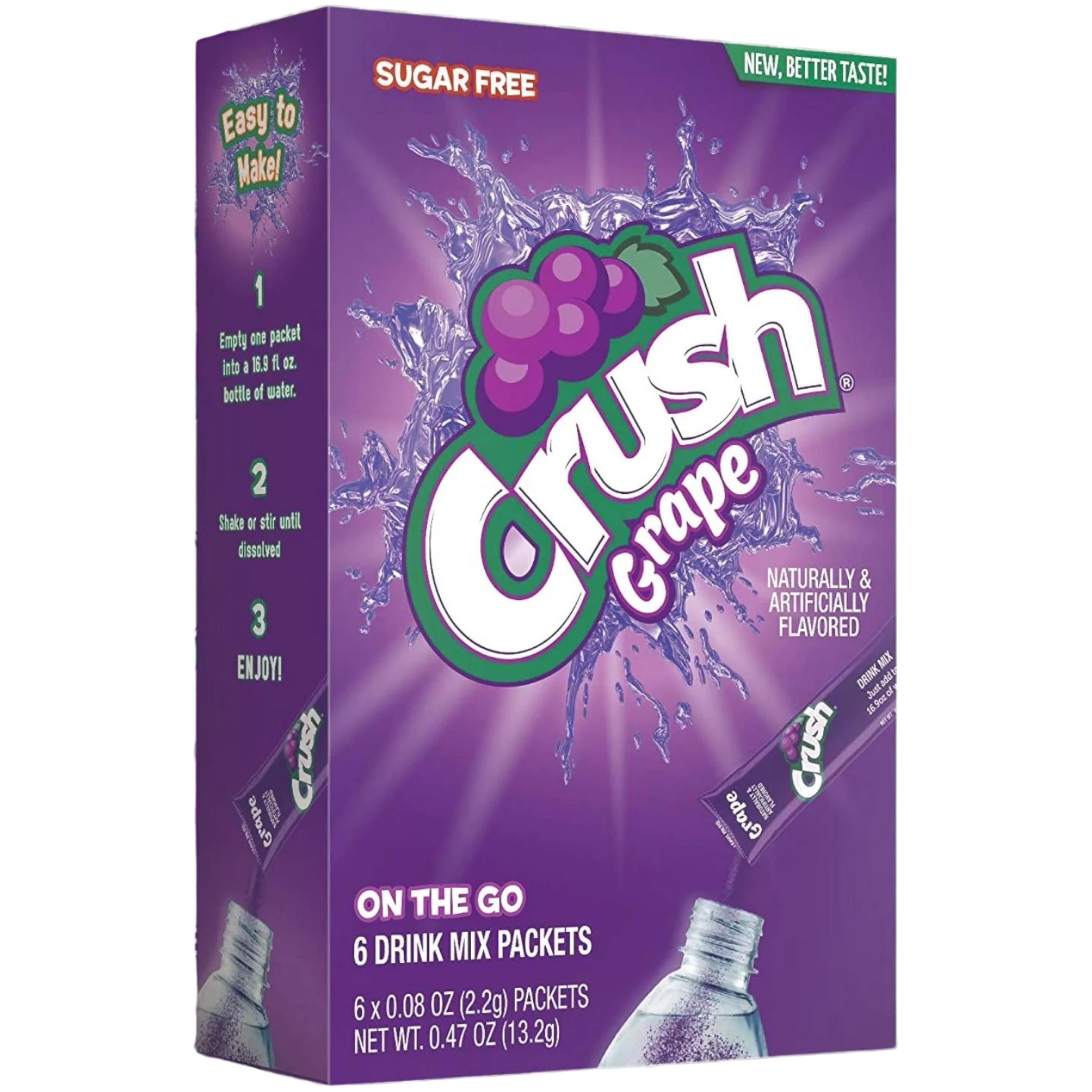 Crush Grape Zero Sugar Singles to Go Drink Mix 6 Pack - 0.47oz (13.2g)