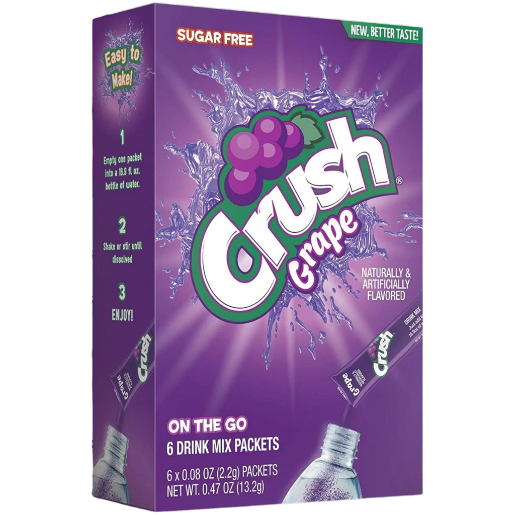 Crush Grape Zero Sugar Singles to Go Drink Mix 6 Pack - 0.47oz (13.2g)