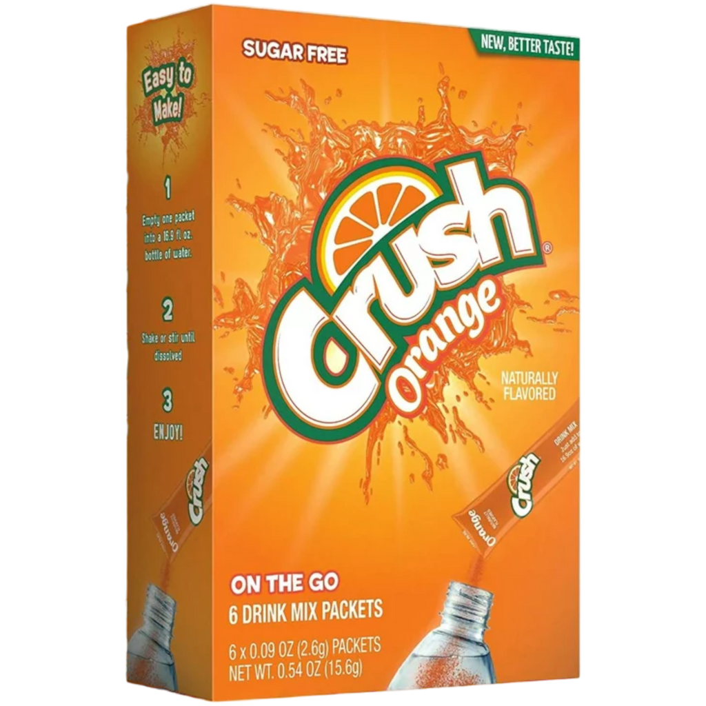 Crush Orange Zero Sugar Singles to Go Drink Mix 6 Pack - 0.54oz (15.6g)