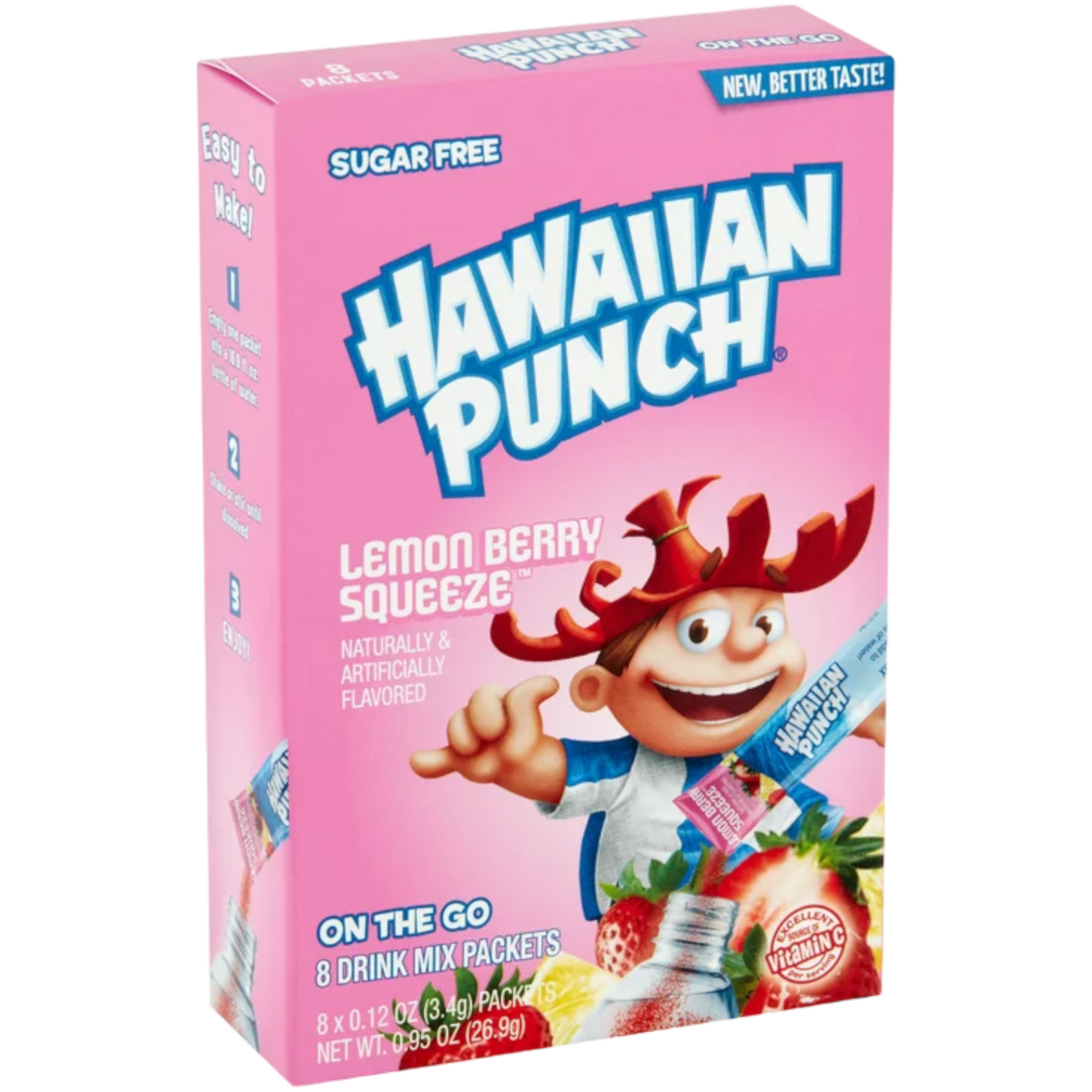 Hawaiian Punch Lemon Berry Squeeze Zero Sugar Singles to Go Drink Mix 8 Pack - 0.95oz (26.9g)