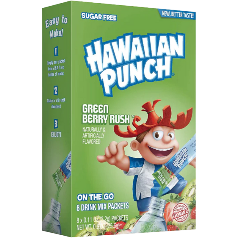 Hawaiian Punch Green Berry Rush Zero Sugar Singles to Go Drink Mix 8 Pack - 0.9oz (25.6g)