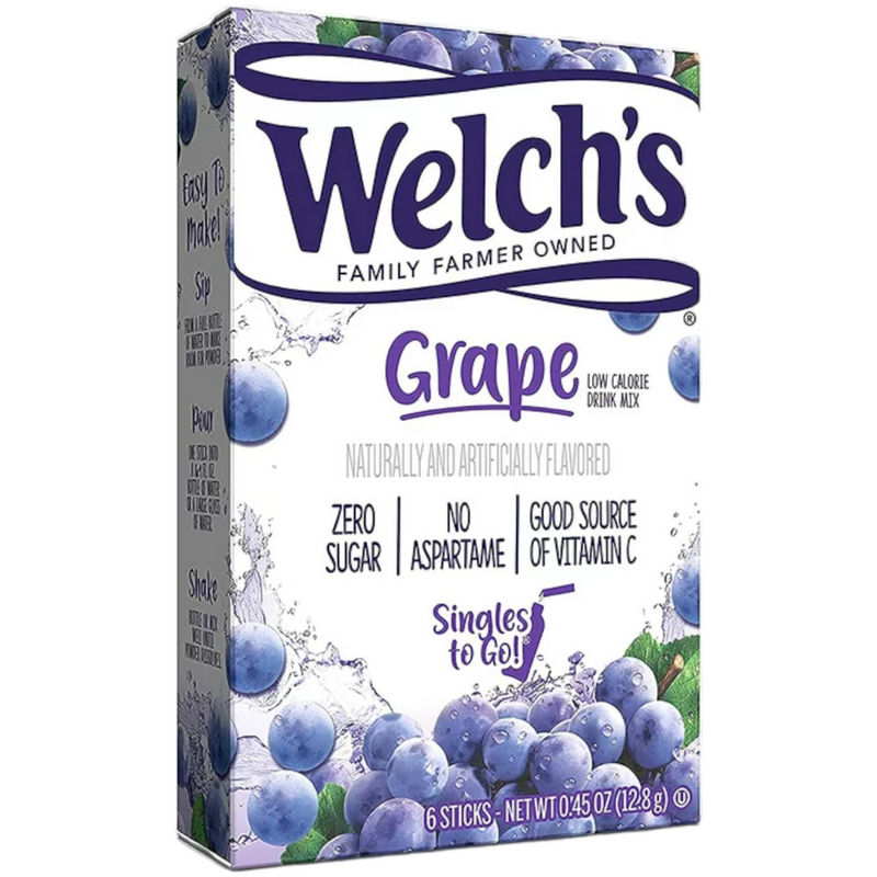 Welch's Grape Zero Sugar Singles to Go Drink Mix 6 Pack - 0.45oz (12.8g)