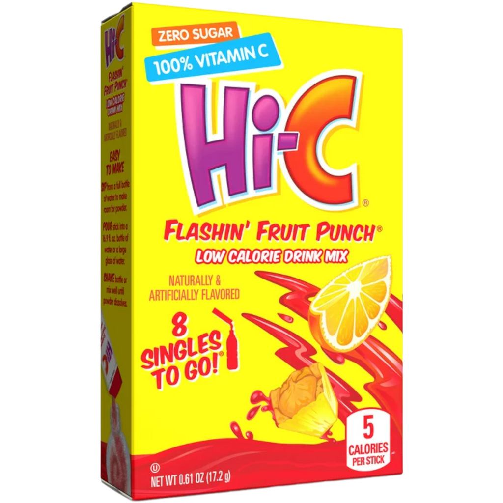 Hi-C Flashin’ Fruit Punch Zero Sugar Singles To Go Drink Mix 8 Pack - 0.61oz (17.2g)