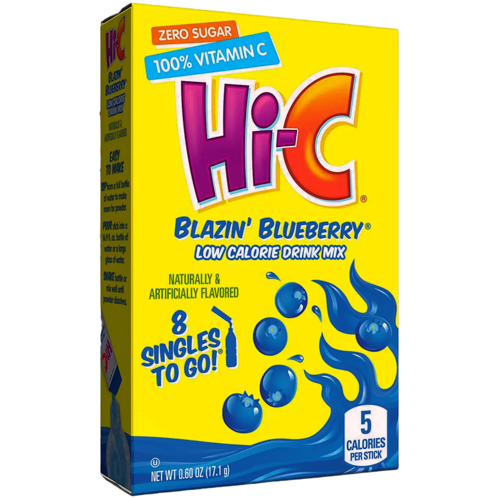 Hi-C Blazin' Blueberry Zero Sugar Singles To Go Drink Mix 8 Pack - 0.61oz (17.2g)