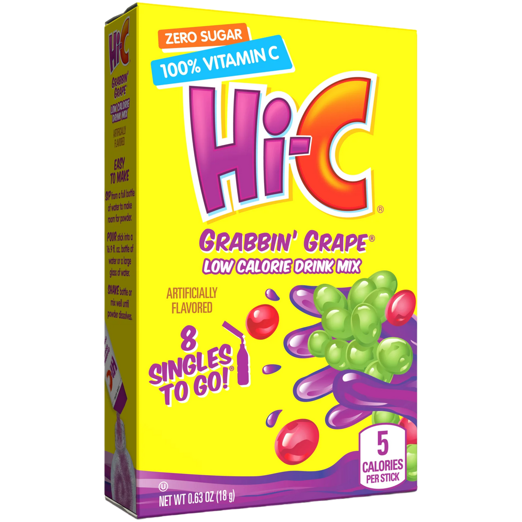 Hi-C Grabbin’ Grape Zero Sugar Singles To Go Drink Mix 8 Pack - 0.63oz (18g)