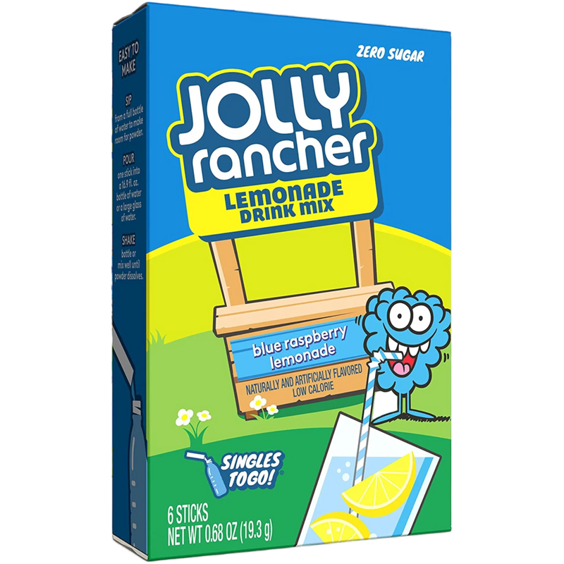 Jolly Rancher Blue Raspberry Lemonade Drink Mix Zero Sugar Singles to Go 6 Pack - 0.68oz (19.3g)