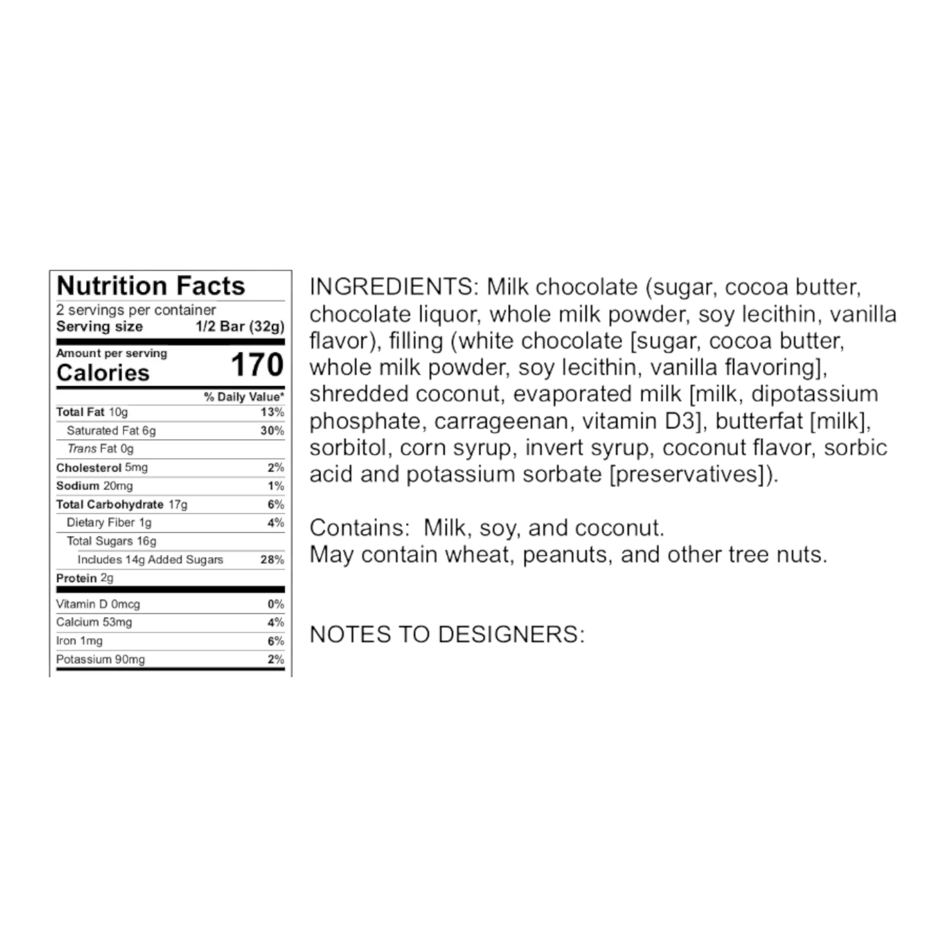 Hammond's Coconut Cream Pie Milk Chocolate Bar - 2.25oz (64g)