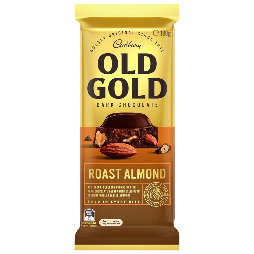 Cadbury Old Gold Roast Almond Dark Chocolate Bar (Australia) - 6.34oz (180g)