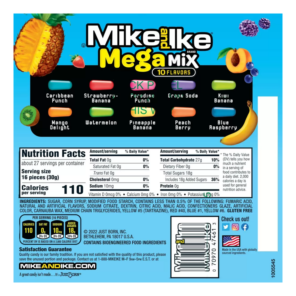 Mike And Ike Mega Mix Large Share Bag - 28.7oz (816g)