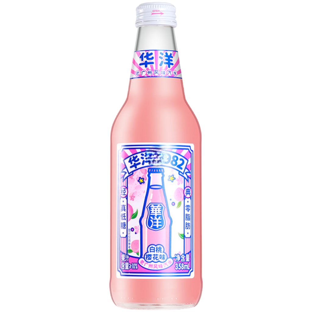 Hua Yang 1982 Sparkling White Peach & Sakura Juice Soda (China) - 12.1fl.oz (358ml)