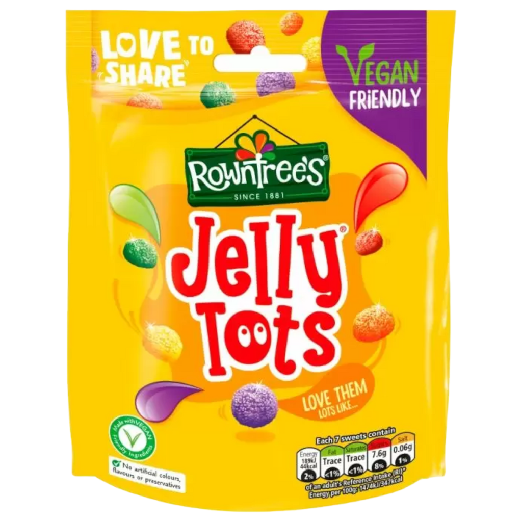 Rowntree's Jelly Tots Sweets Sharing Pouch (Vegan) - 5.29oz (150g)
