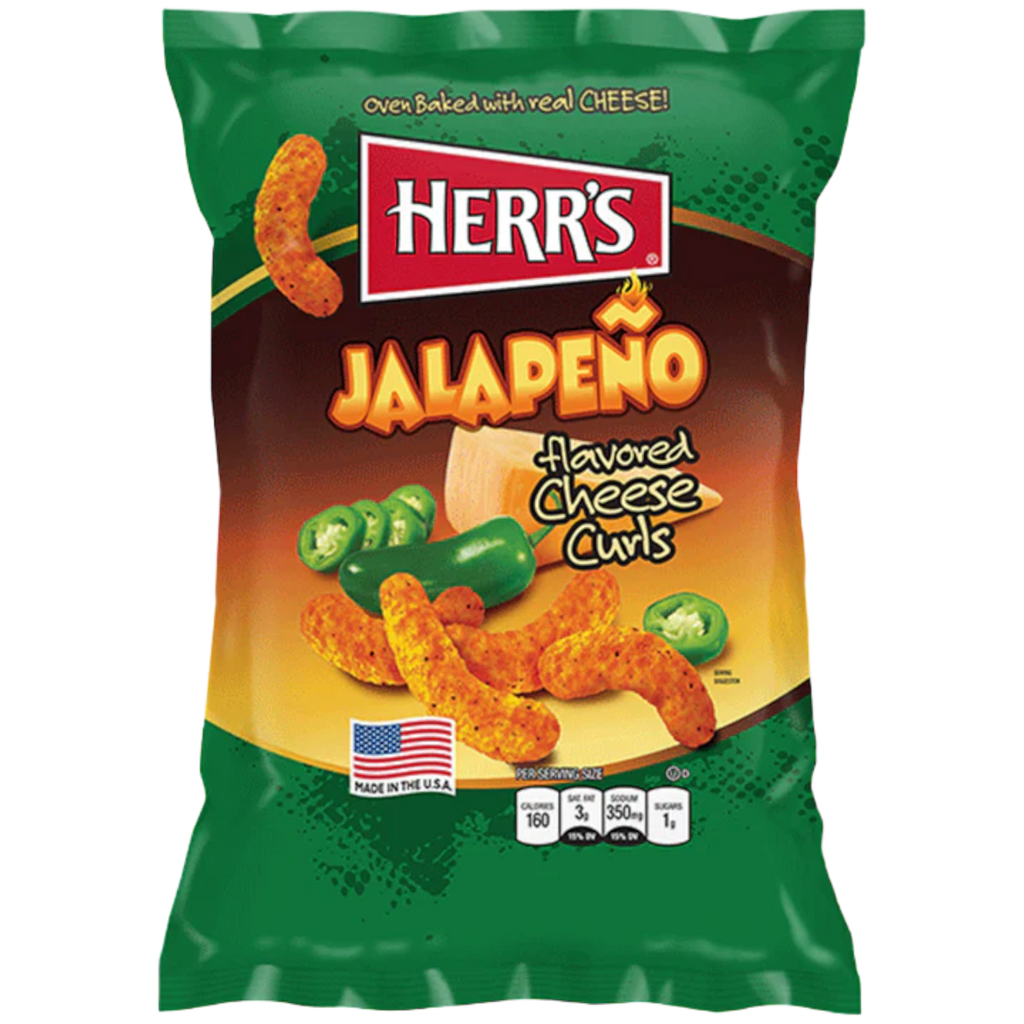 Herr's Cheese Curls - Jalapeno Flavour Puffs - 6.5oz (184.3g)