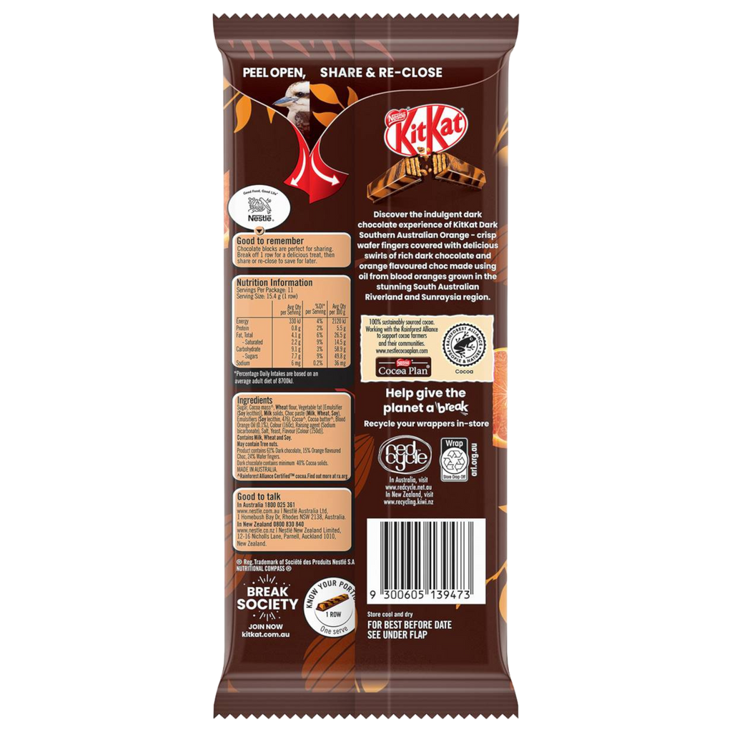 Kit Kat XL Dark Southern Australian Orange Chocolate Block (Australia) - 6oz (170g)