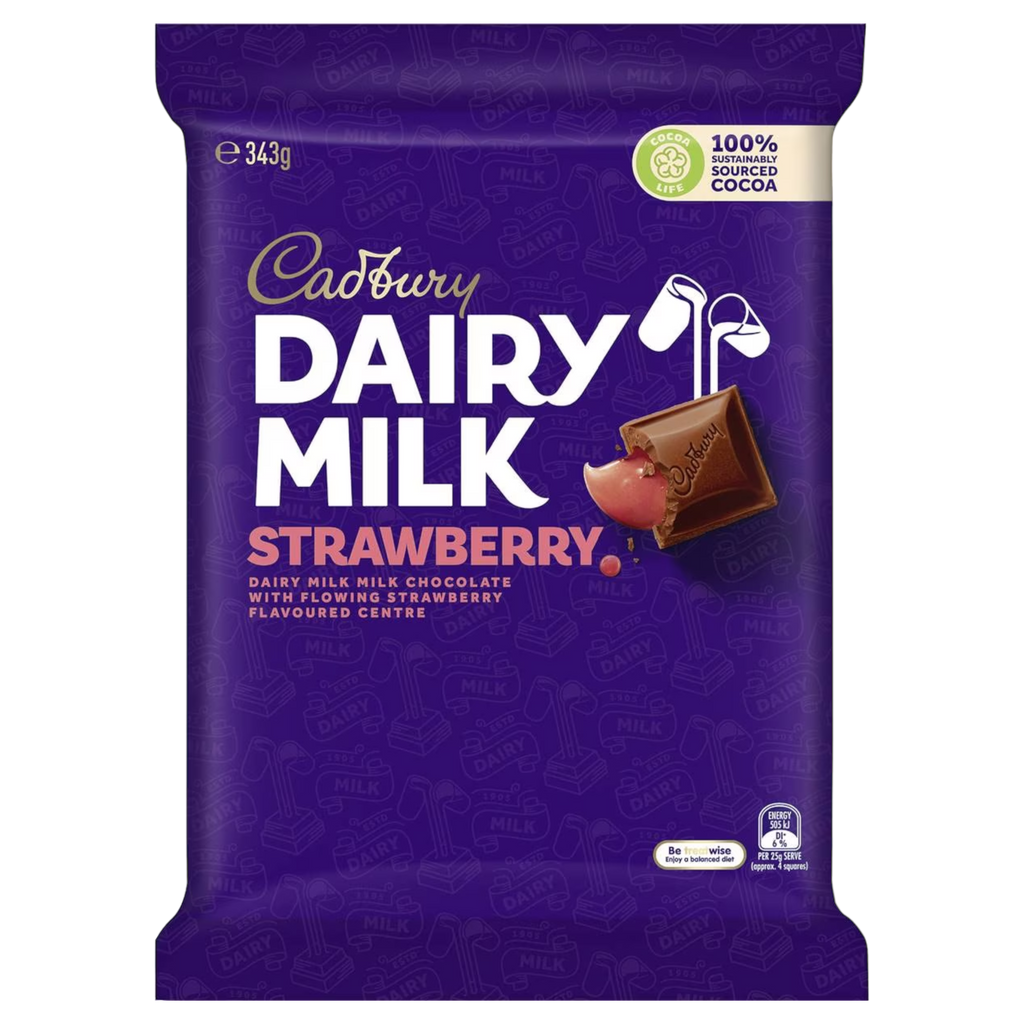 Cadbury Dairy Milk Strawberry XL Chocolate Block (Australia) - 12oz (343g)