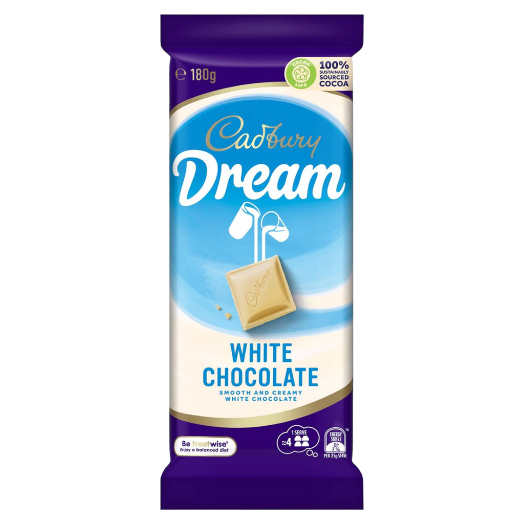 Cadbury Dream White Chocolate Bar (Australia) - 6.3oz (180g) BB 20TH APR 24