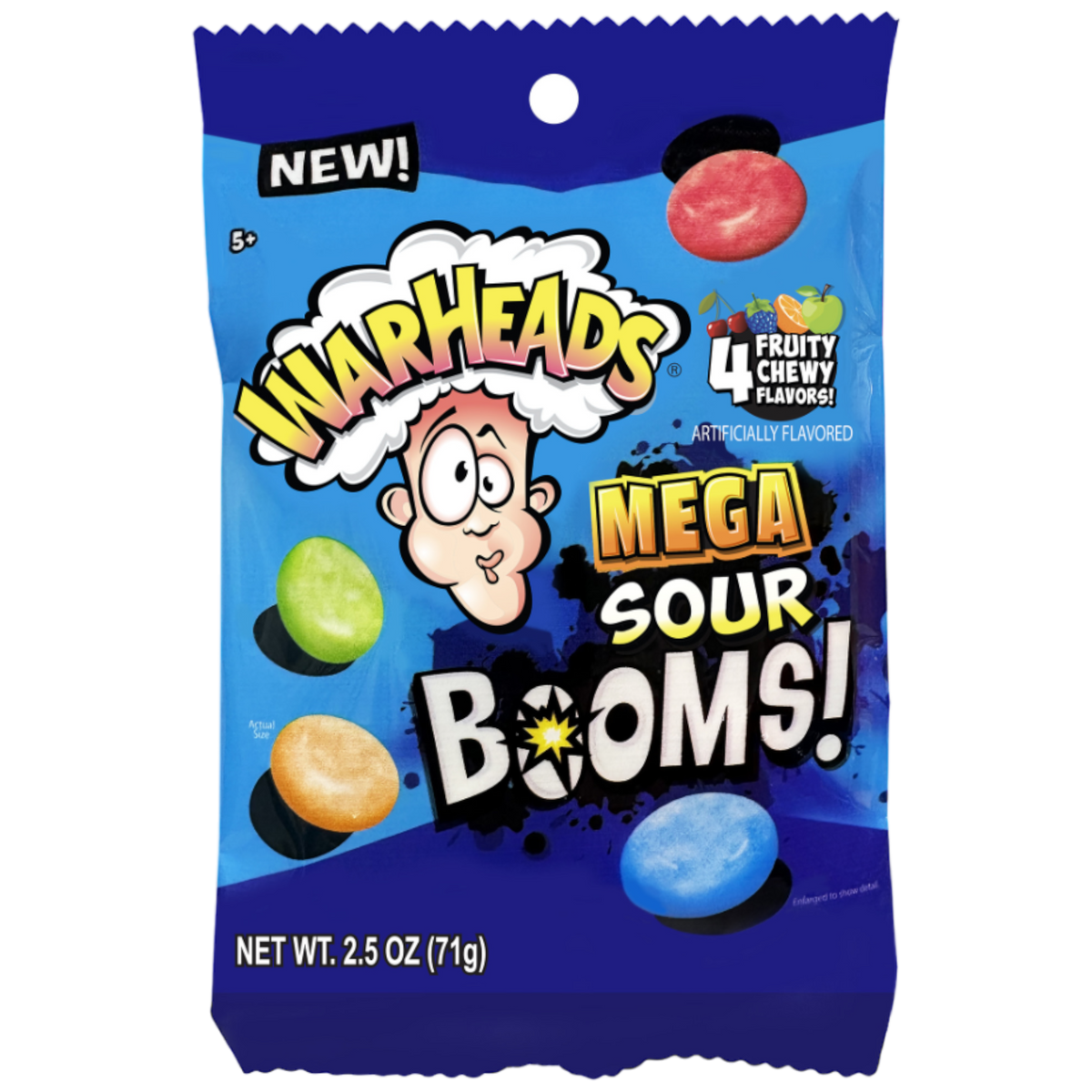 Warheads Mega Sour Booms! Peg Bag - 2.5oz (71g) | Poppin Candy