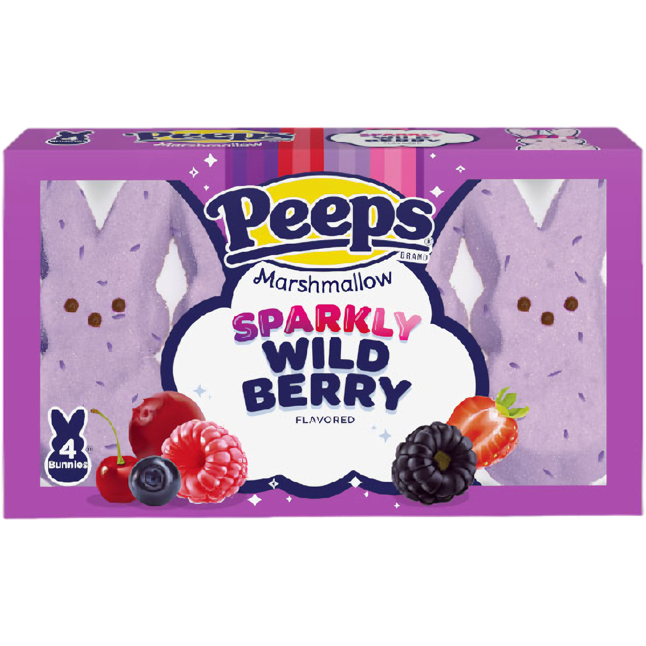 Peeps Sparkly Wild Berry Marshmallow Bunnies 4 Pack (Easter Limited Edition) - 1.5oz (42g)