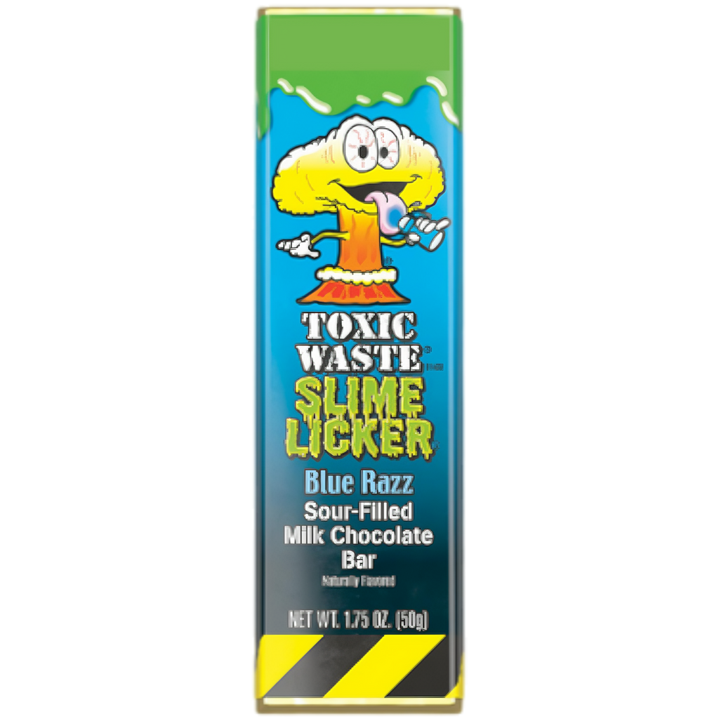 Toxic Waste Slime Licker Blue Razz Sour-Filled Milk Chocolate Bar - 1.75oz (50g)