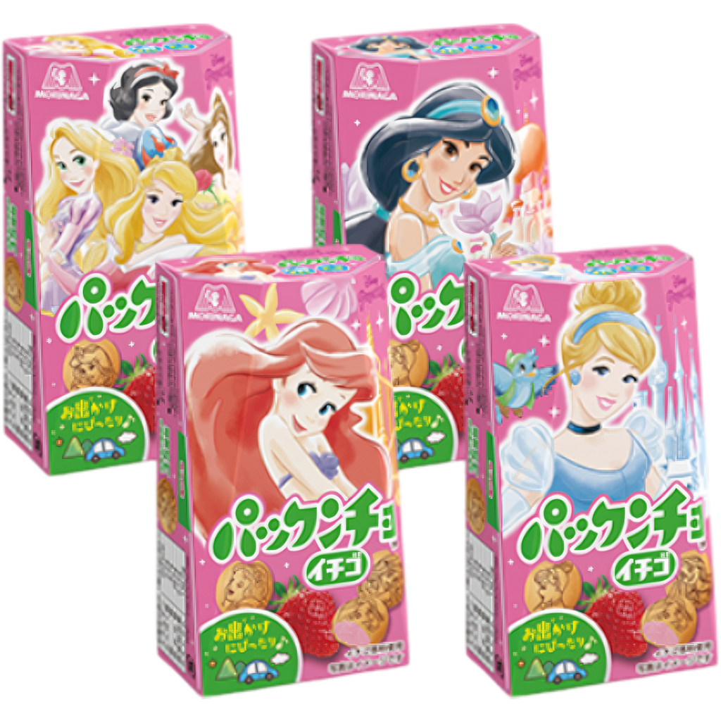 Morinaga Pakkuncho Disney Princess Strawberry Creme Filled Biscuits (Japan) - 1.52oz (43g)