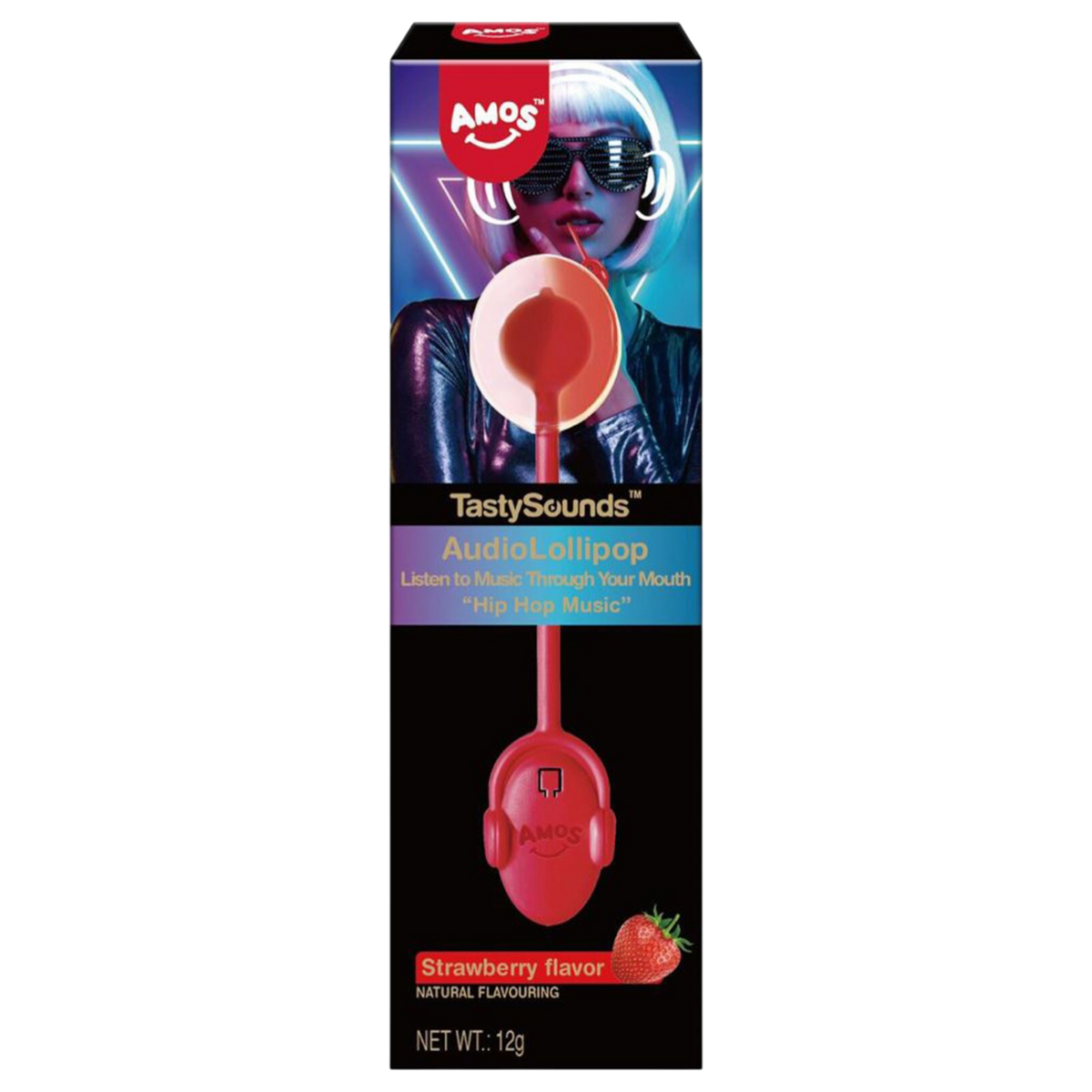 Amos Tasty Sounds Lollipop Hip Hop Strawberry Flavour - 0.42oz (12g ...