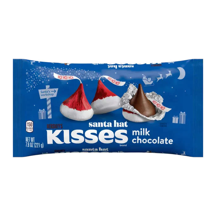 Limited Edition Hershey's Santa Hat Kisses Milk Chocolate Share Bag - 7.8oz (221g)