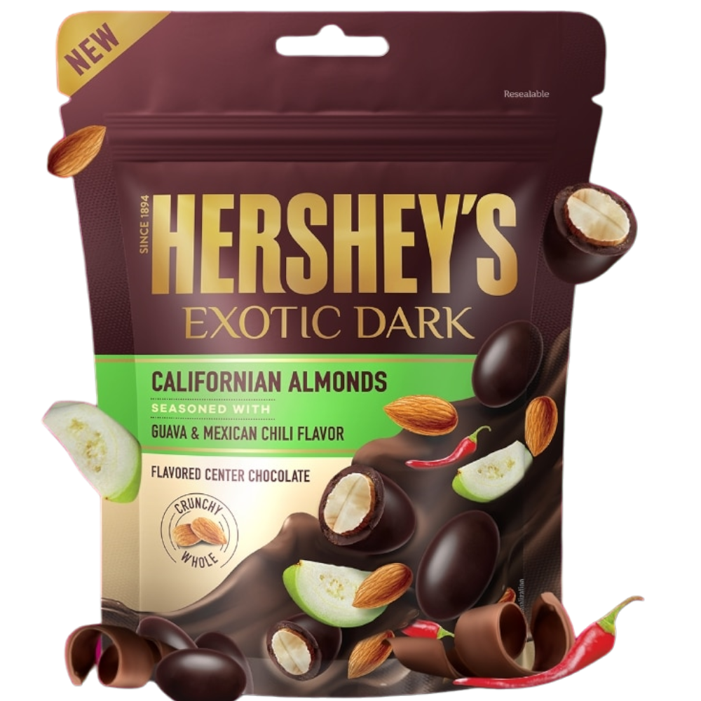 Hershey's Exotic Dark Californian Almonds Sprinkled With Guava And Chilli 1.5oz (30g)