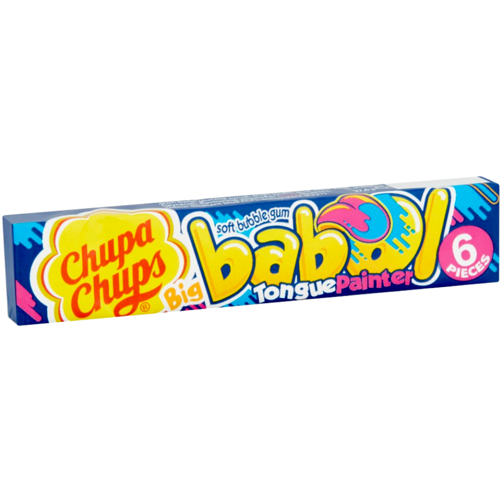 Chupa Chups Big Babol Blue Raspberry Flavour Tongue Painter Soft Bubble Gum - 1oz (27.6g)