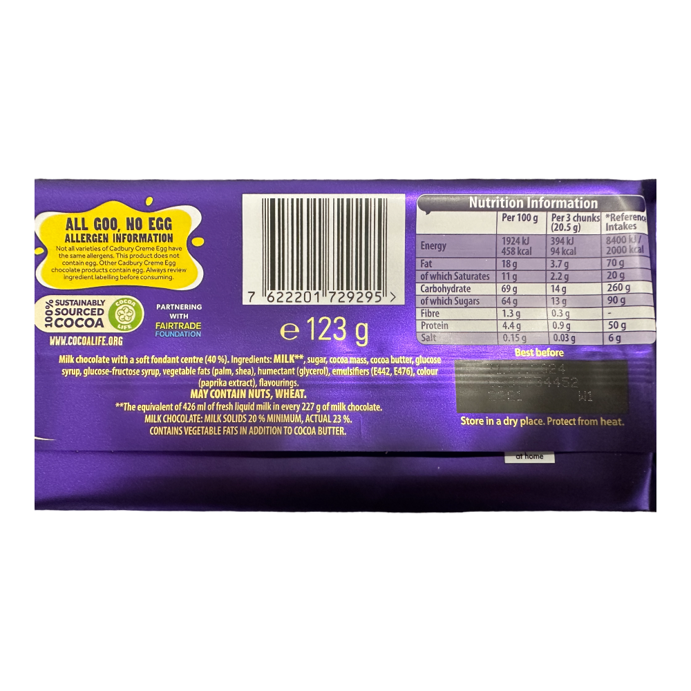 Cadbury Dairy Milk Creme Egg Chocolate Bar - 4.3oz (123g)