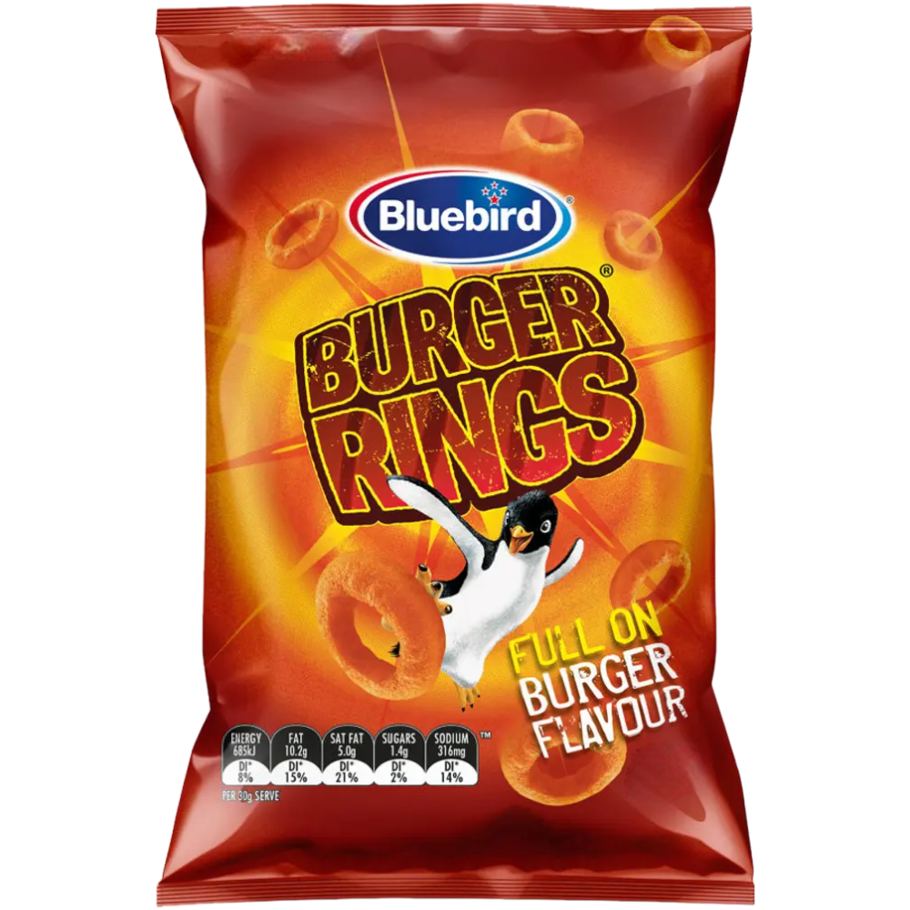 Bluebird Burger Rings Corn Chips Grab Bag (New Zealand) - 2.46oz (70g)