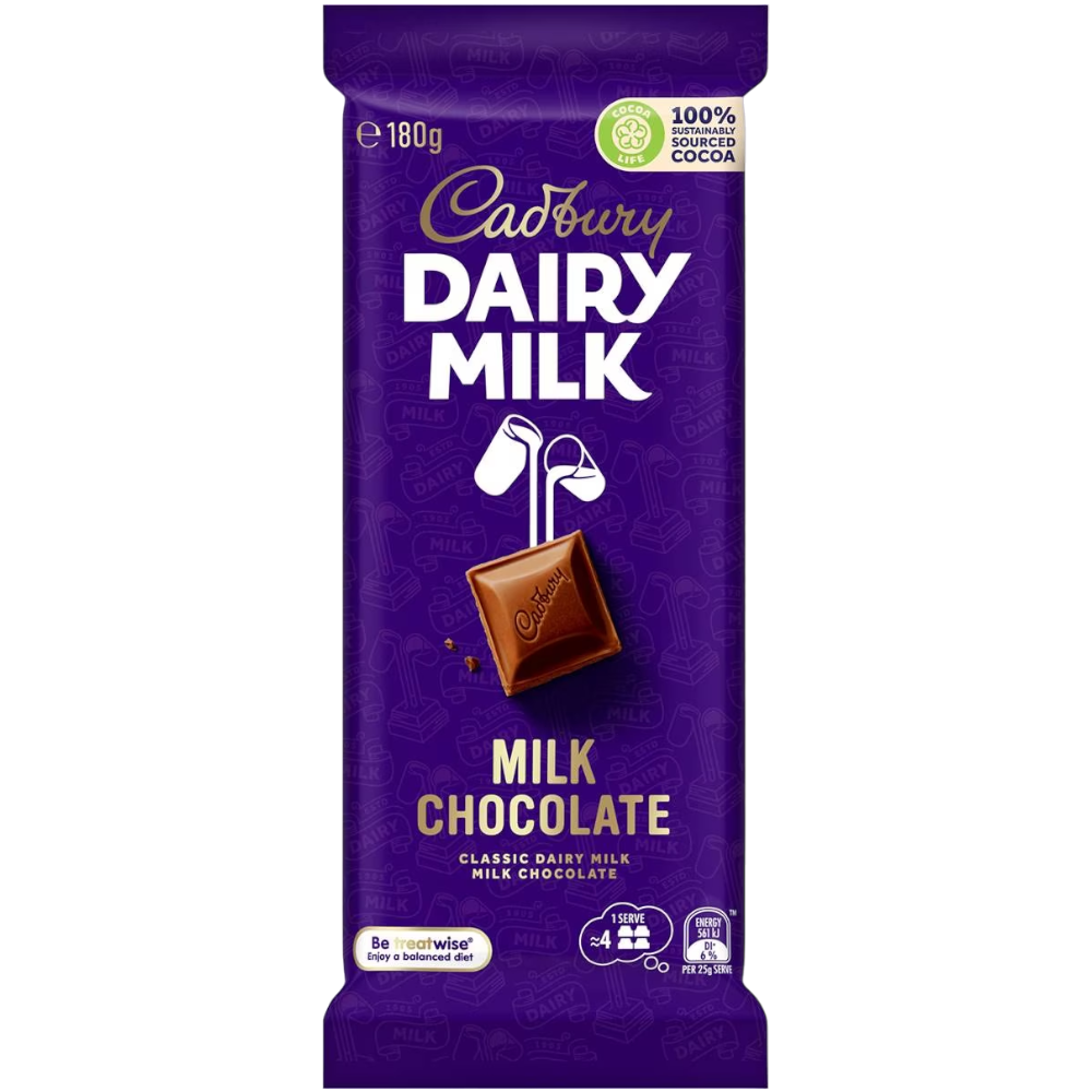 Cadbury Dairy Milk Chocolate Block (Australia) - 6.3oz (180g) BB 05/06/24