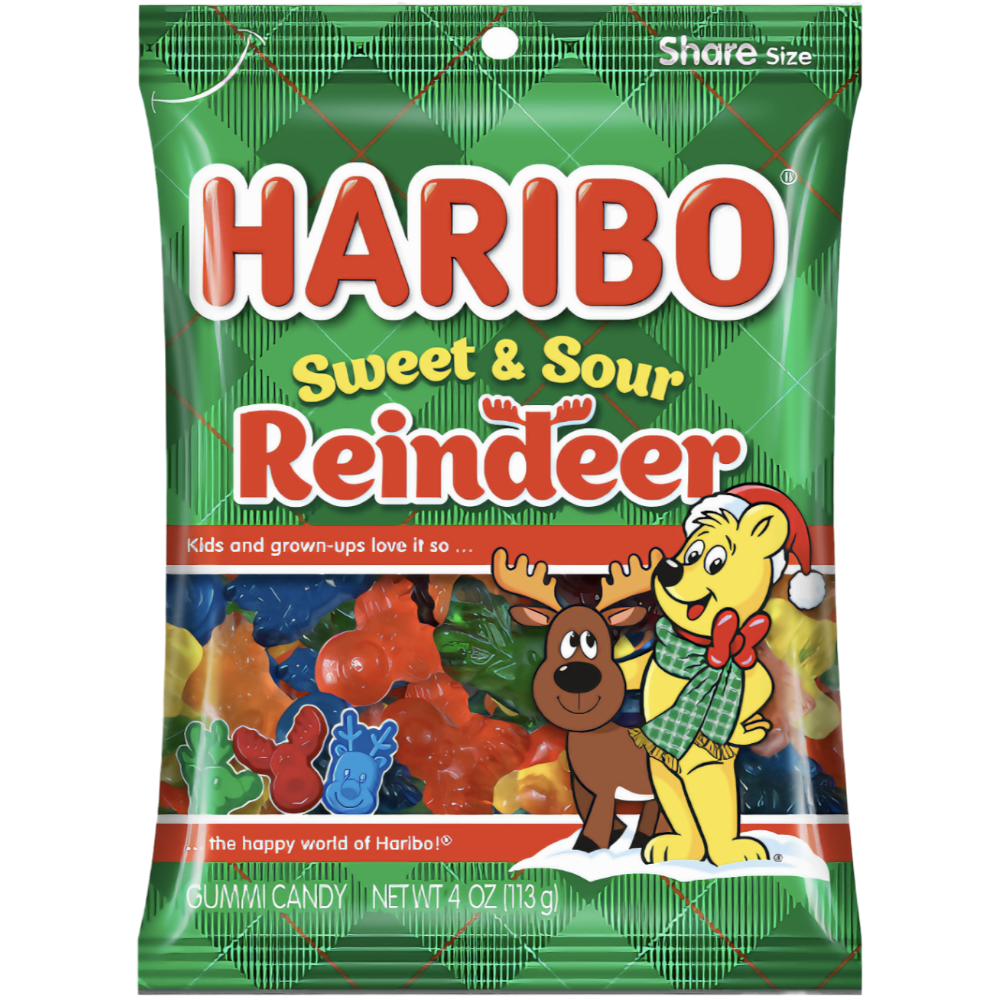 Haribo Sweet & Sour Reindeer (Christmas Limited Edition) - 4oz (113g)