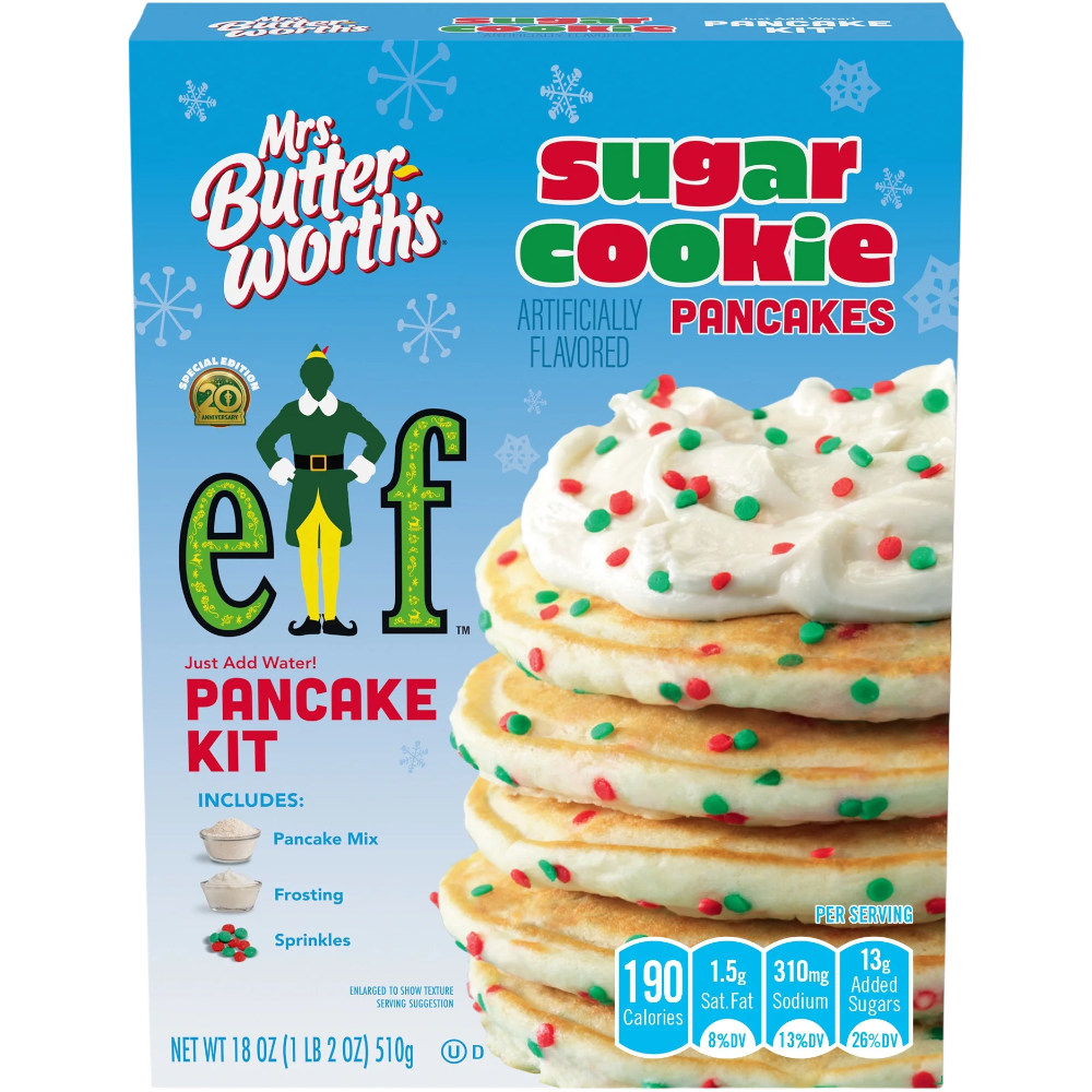 Mrs. Butterworth's Elf Sugar Cookie Pancakes Kit (Christmas Limited Edition) - 18oz (510g)