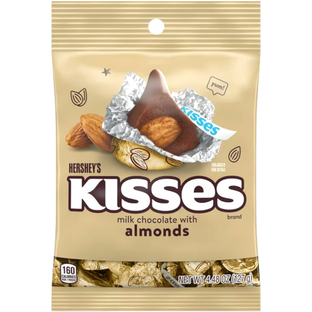 Hershey's Kisses Milk Chocolate With Almonds Peg Bag - 4.48oz (127g)