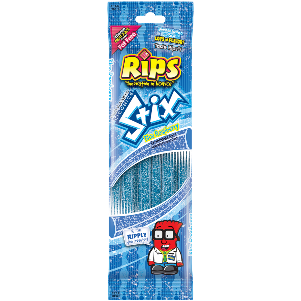 Trix Blue Raspberry Pouch Rips Stix Blue Raspberry Peg Bag - 1.76oz (50g) – Poppin Candy