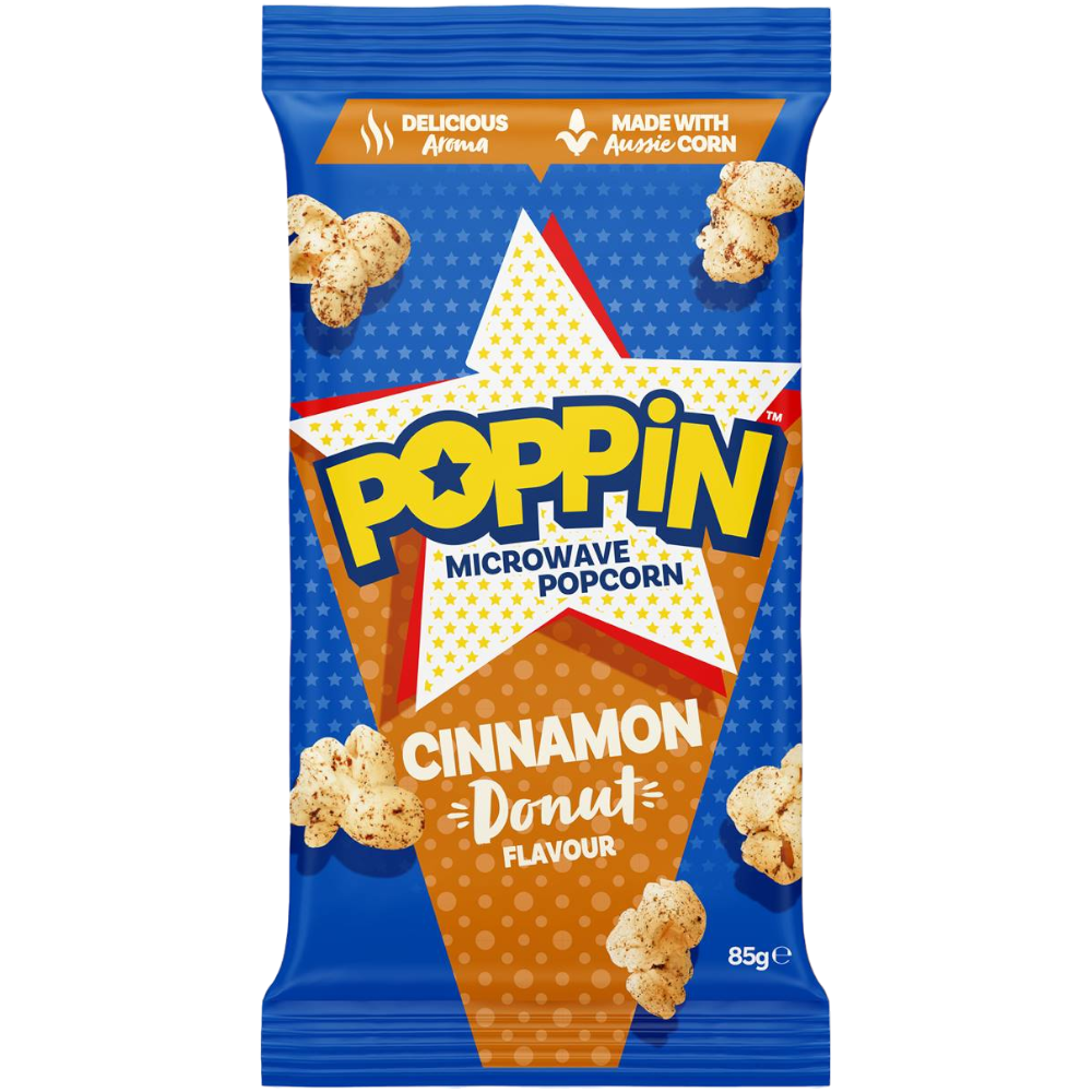 Poppin Cinnamon Donut Flavour Microwave Popcorn (Australia) - 3oz (85g)
