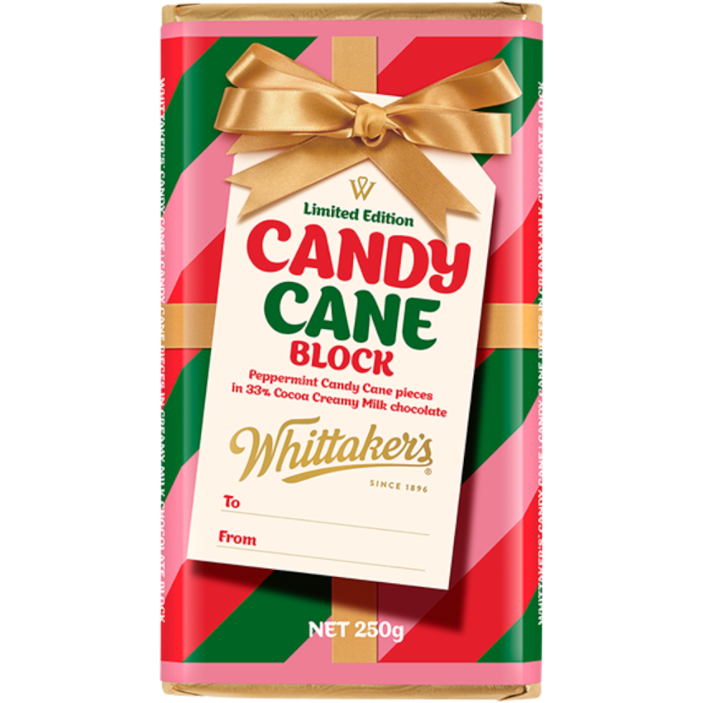 Whittaker's Candy Cane Chocolate Block Christmas Limited Edition (New Zealand) - 8.8oz (250g)