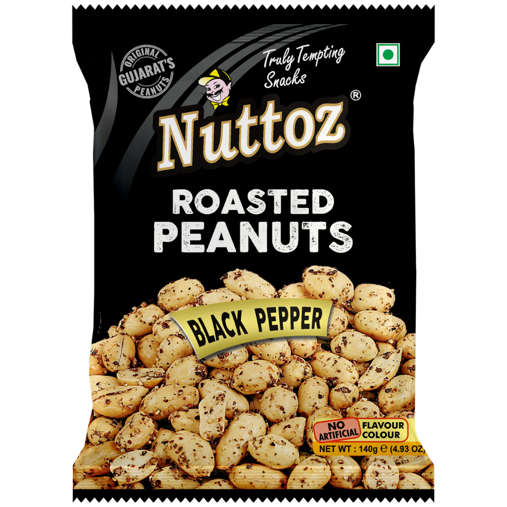 Nuttoz Black Pepper Roasted Peanuts (India) - 4.93oz (140g)