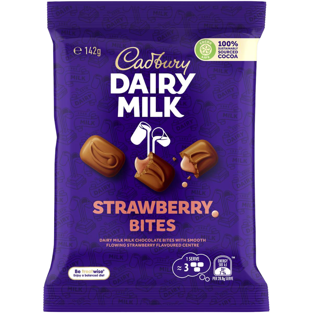Cadbury Dairy Milk Strawberry Bites Share Pack (Australia) - 4.37oz (124g)
