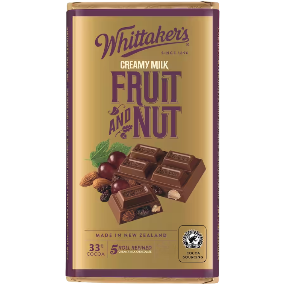 Whittaker's Fruit & Nut Chocolate Block (New Zealand) - 7oz (200g)