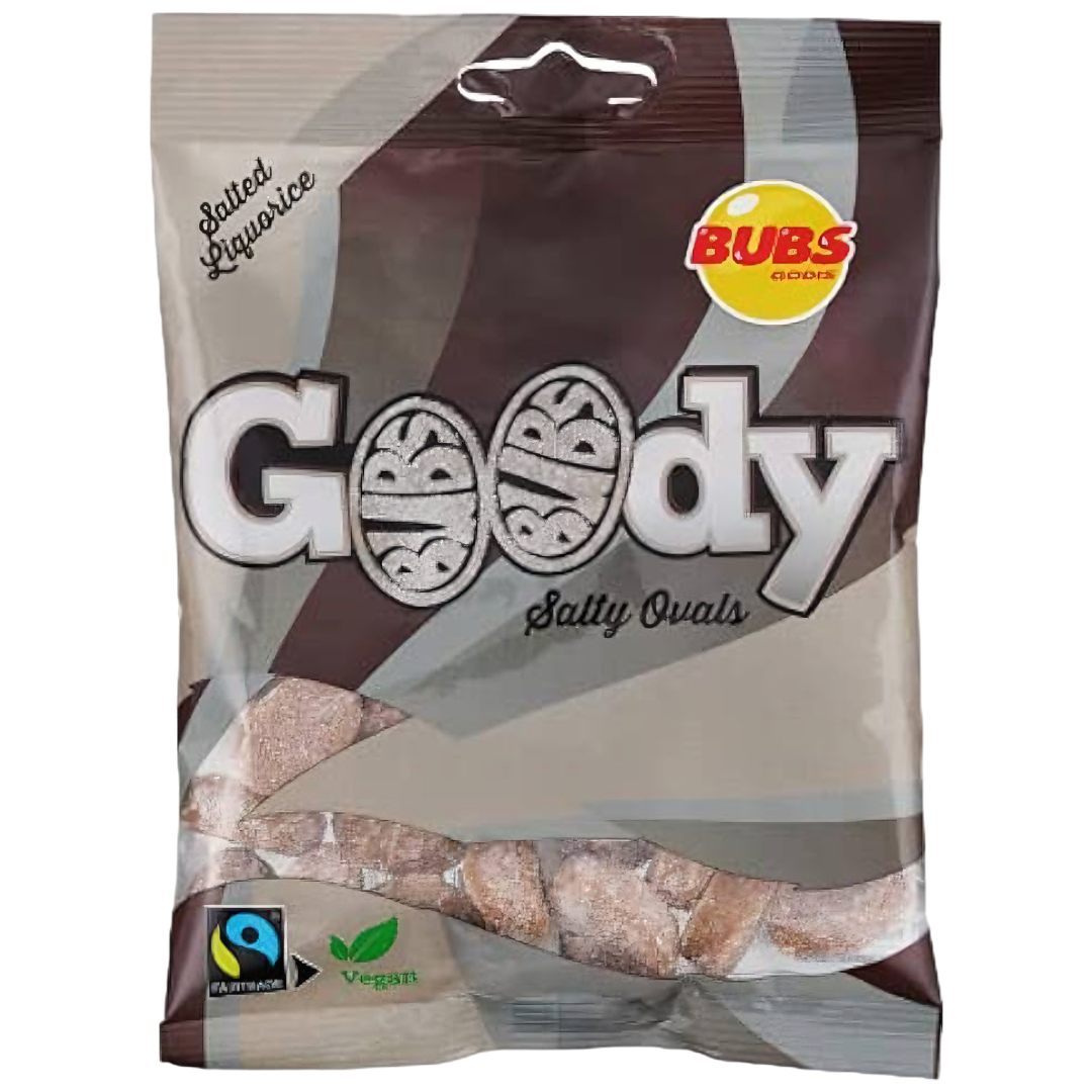 BUBS GOODY Salted Liquorice Ovals Peg Bag (Sweden) - 3.17oz (90g)