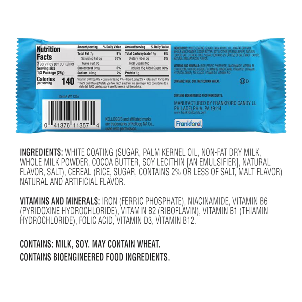 Frankford Rice Krispies King Size Marshmallow Candy Bar - 2.75oz (78g)