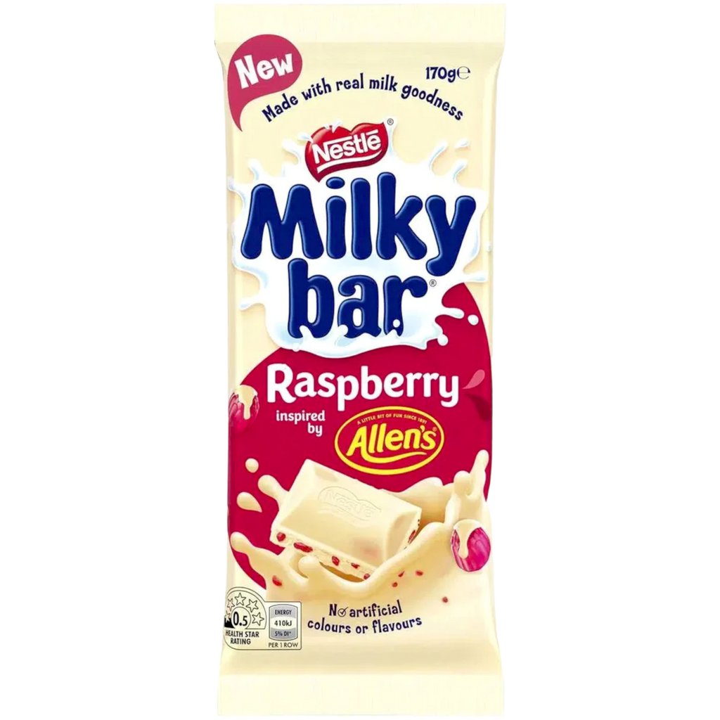 Milkybar Allen's Raspberry Jellies Filled Chocolate Block (Australia) - 6oz (170g)