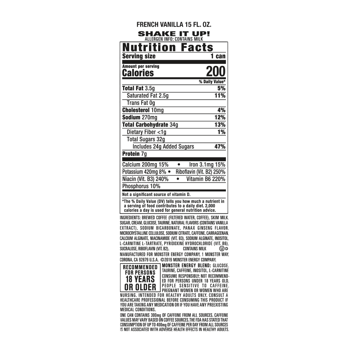 Monster Java 300 Triple Shot French Vanilla - 15fl.oz (443ml) | Poppin ...