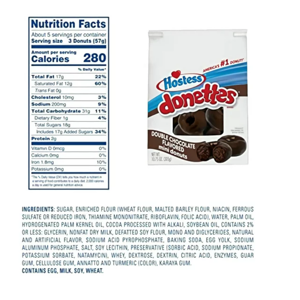 Hostess Double Chocolate Donettes Bag - 10.75oz (305g)